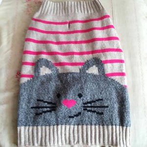 Cat Face Dog Sweater Size Medium